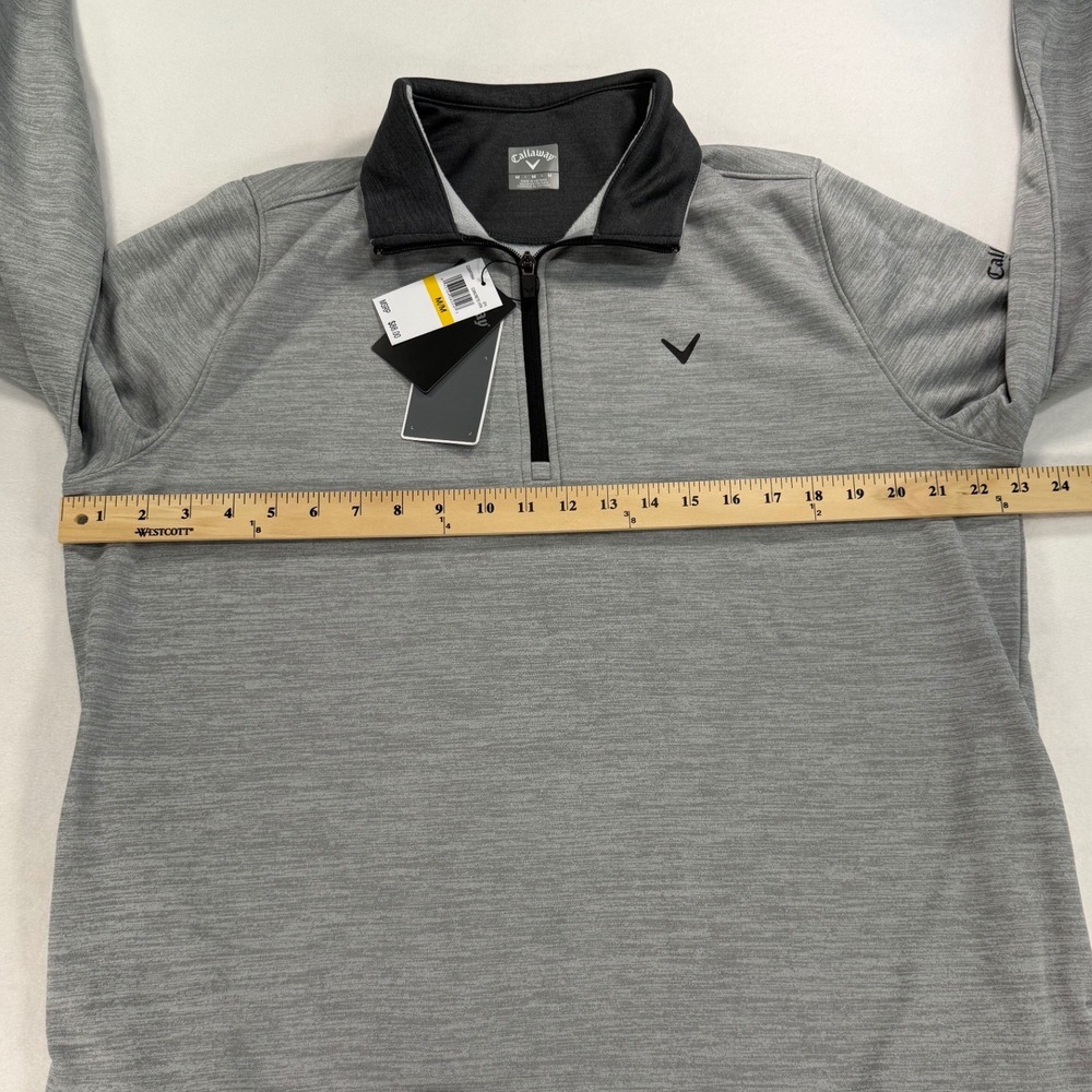 Callaway Mens Medium Heather Gray 1/4 Zip Pullover Long Sleeve Golf Sweater New - Picture 10 of 11